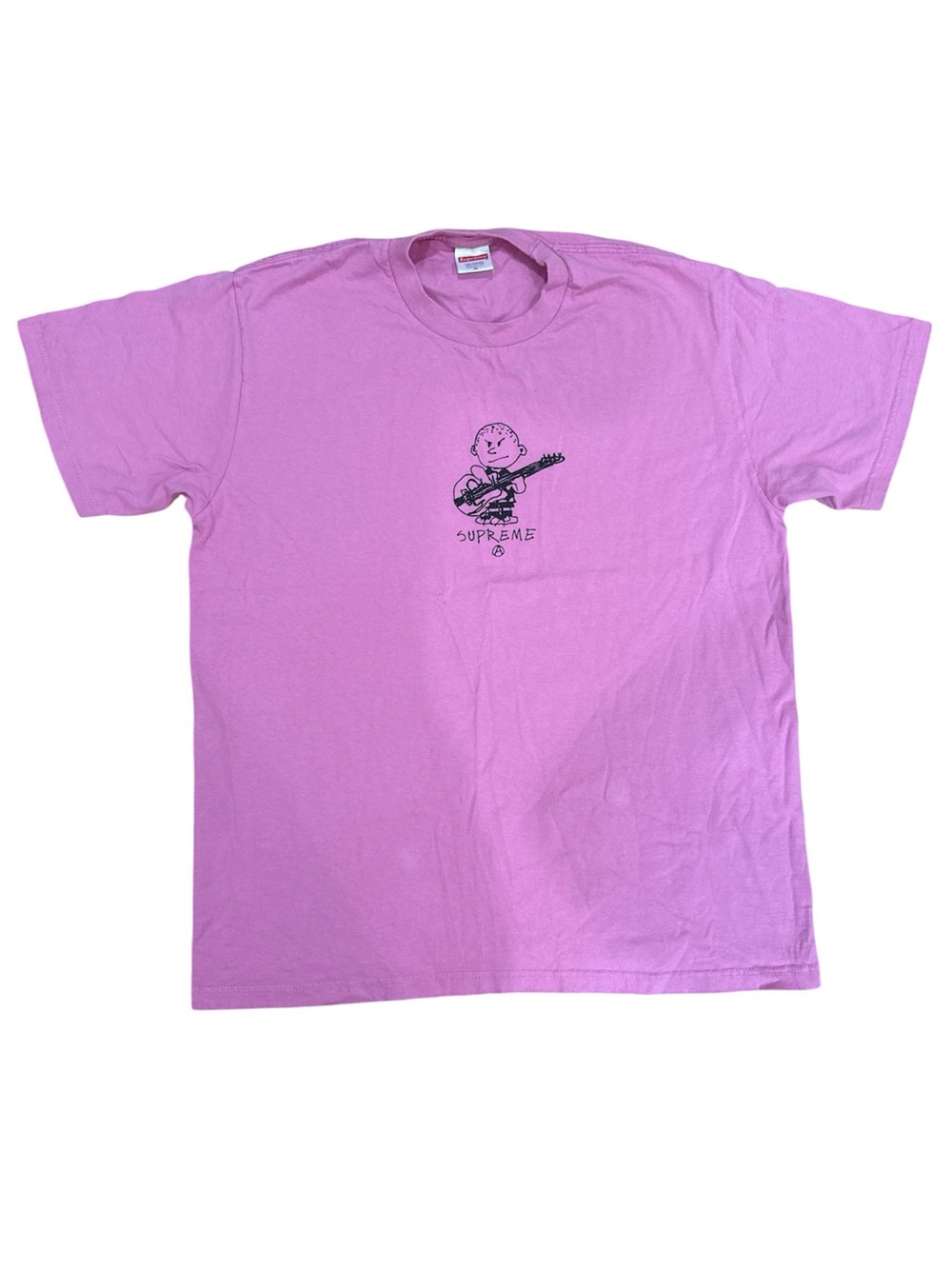 Supreme Pink Crewneck Tee with Red Label